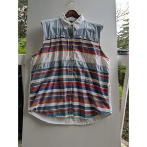 Vintage 90s Kikomo Womens Sleeveless Southwestern‎ Shirt Button Down 24 W